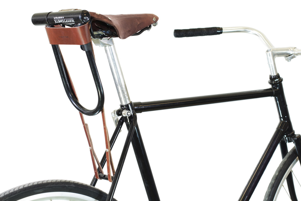 oopsmark leather kryptonite U-lock D-lock holster holder carrier for bike and bicycle to carry a lock while biking and cycling