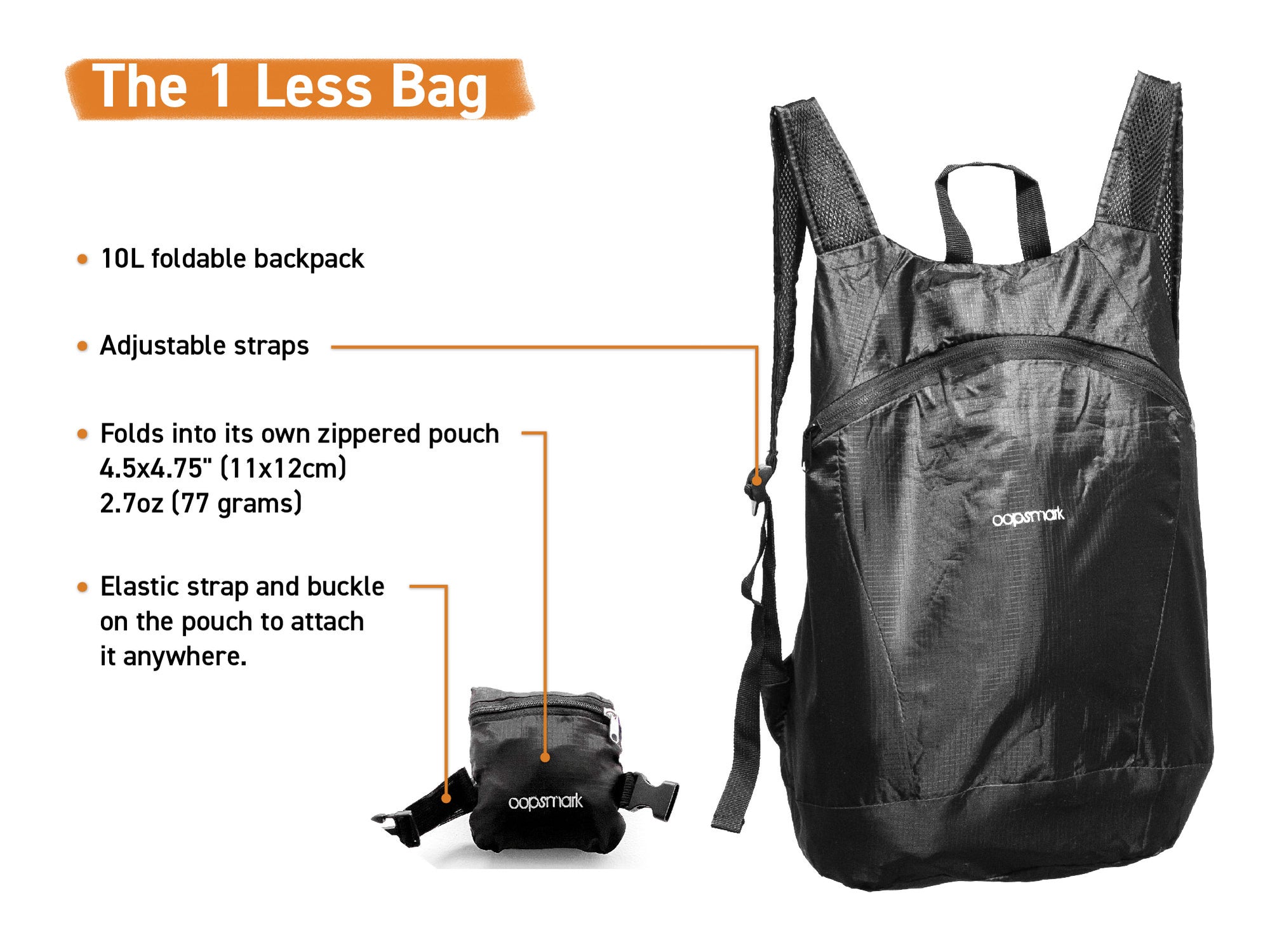 The 1Less bag - Foldable Backpack - Oopsmark